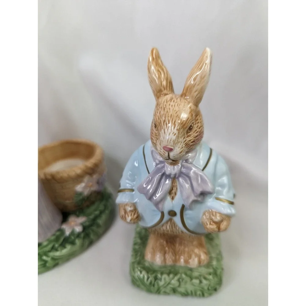 Avon Springtime Collection Rabbit‎ Tealight Holders Lot of 2 2002